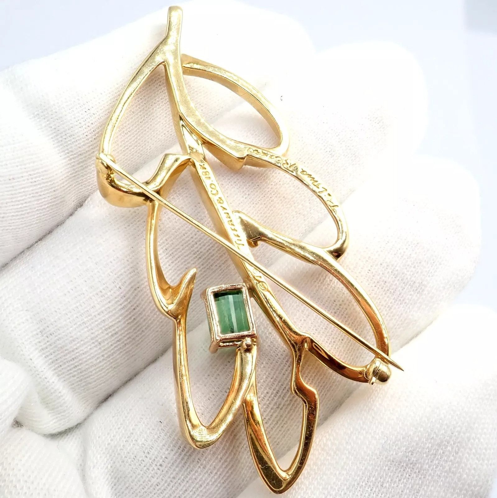 Tiffany & Co. Tiffany & Co 18k Yellow Gold Green Tourmaline Leaf Brooch Size ONE SIZE - 8 Thumbnail