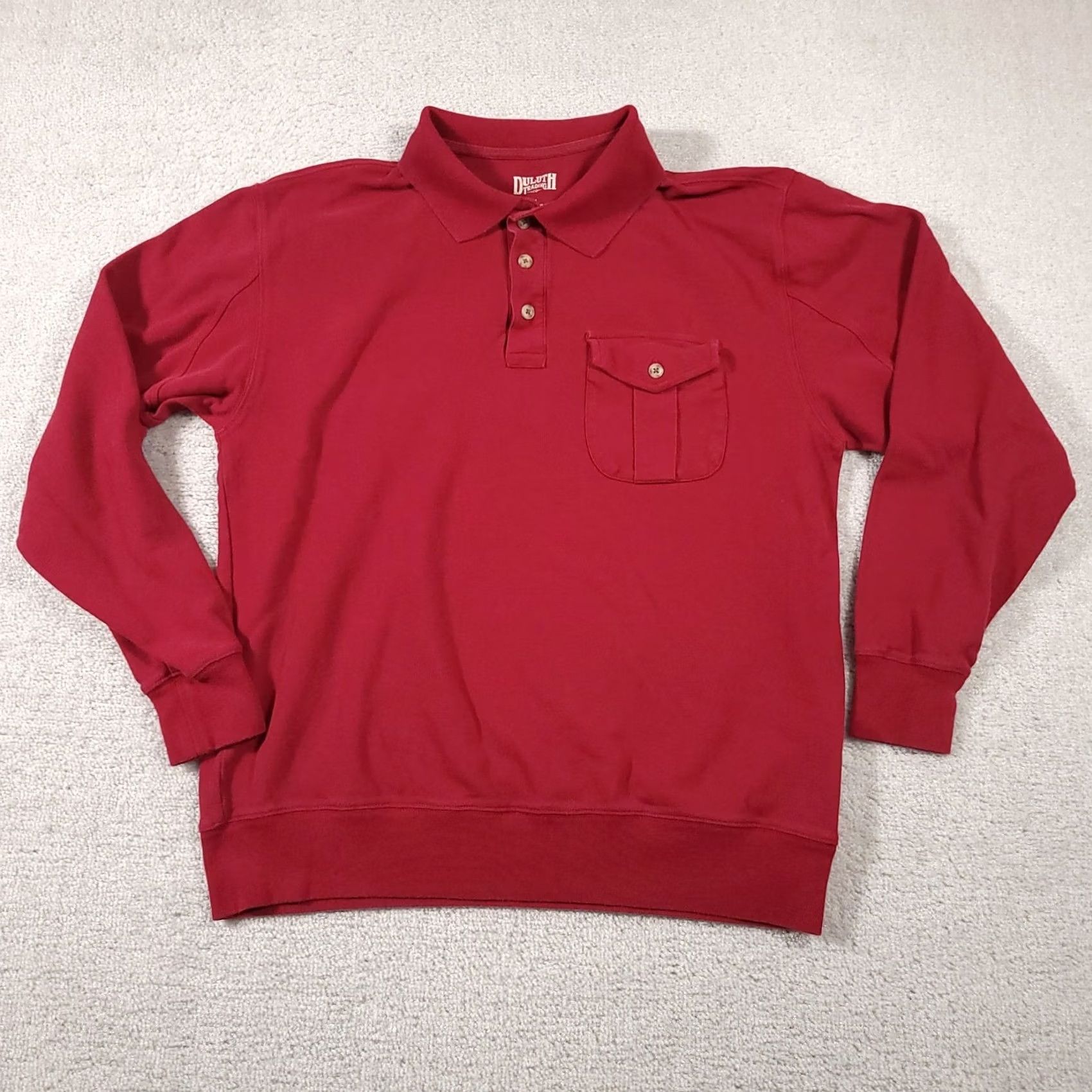 CO Duluth Trading Co Polo Shirt Mens M Long Sleeve Front Pocket Workwear Heavy Red Blue 90s Mens Size US M / EU 48-50 / 2 - 2 Thumbnail