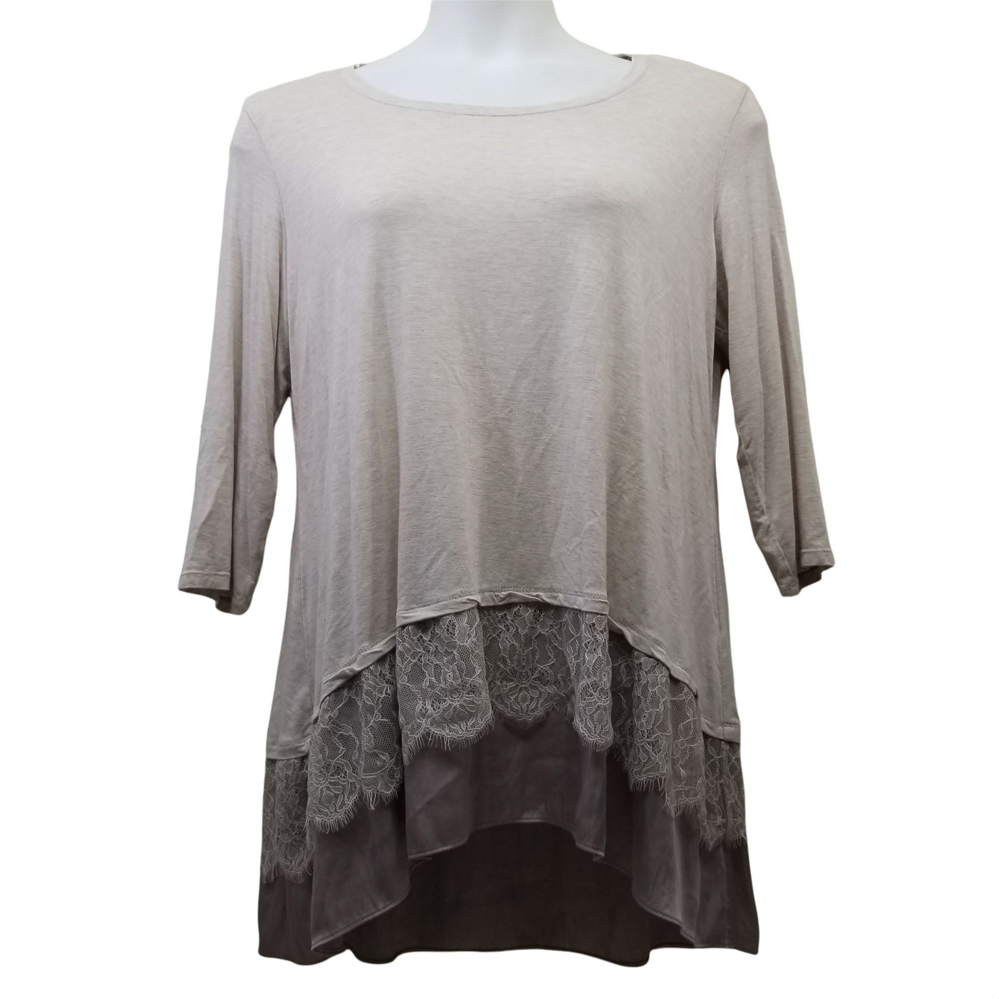 Other LOGO XLP Cream Lace Satin Hem Ruffles Tiered Hi Low Stretch Size XL / US 12-14 / IT 48-50 - 2 Thumbnail