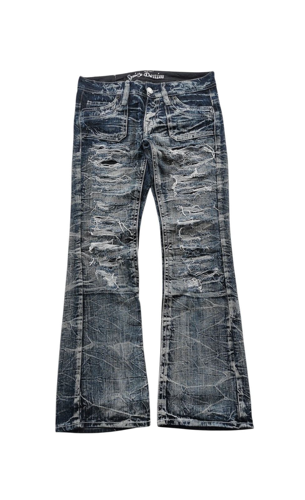 Theory Spice Denim Punk Jeans Flared Bootcuts Clawmark Whisker Boro Size 31" - 2 Thumbnail