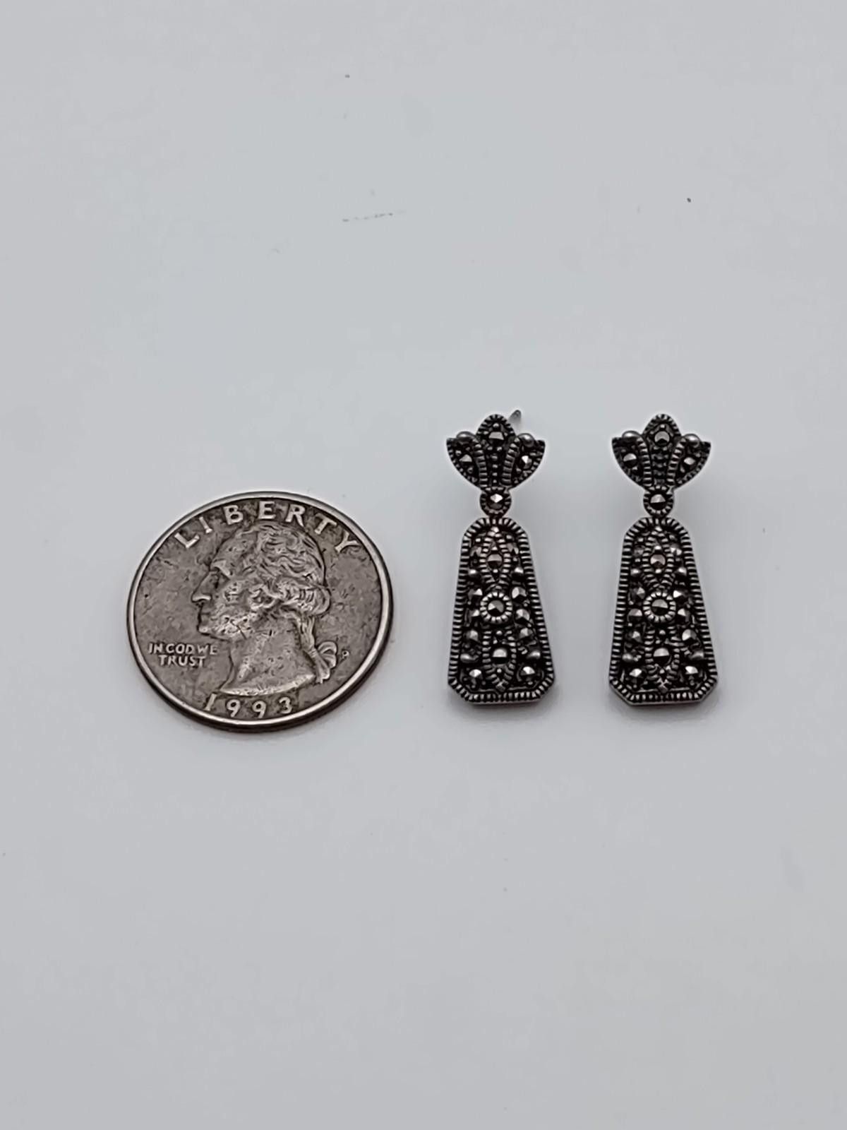 The Unbranded Brand Sterling Silver Earrings 5.8g Vintage Style Size ONE SIZE - 2 Thumbnail