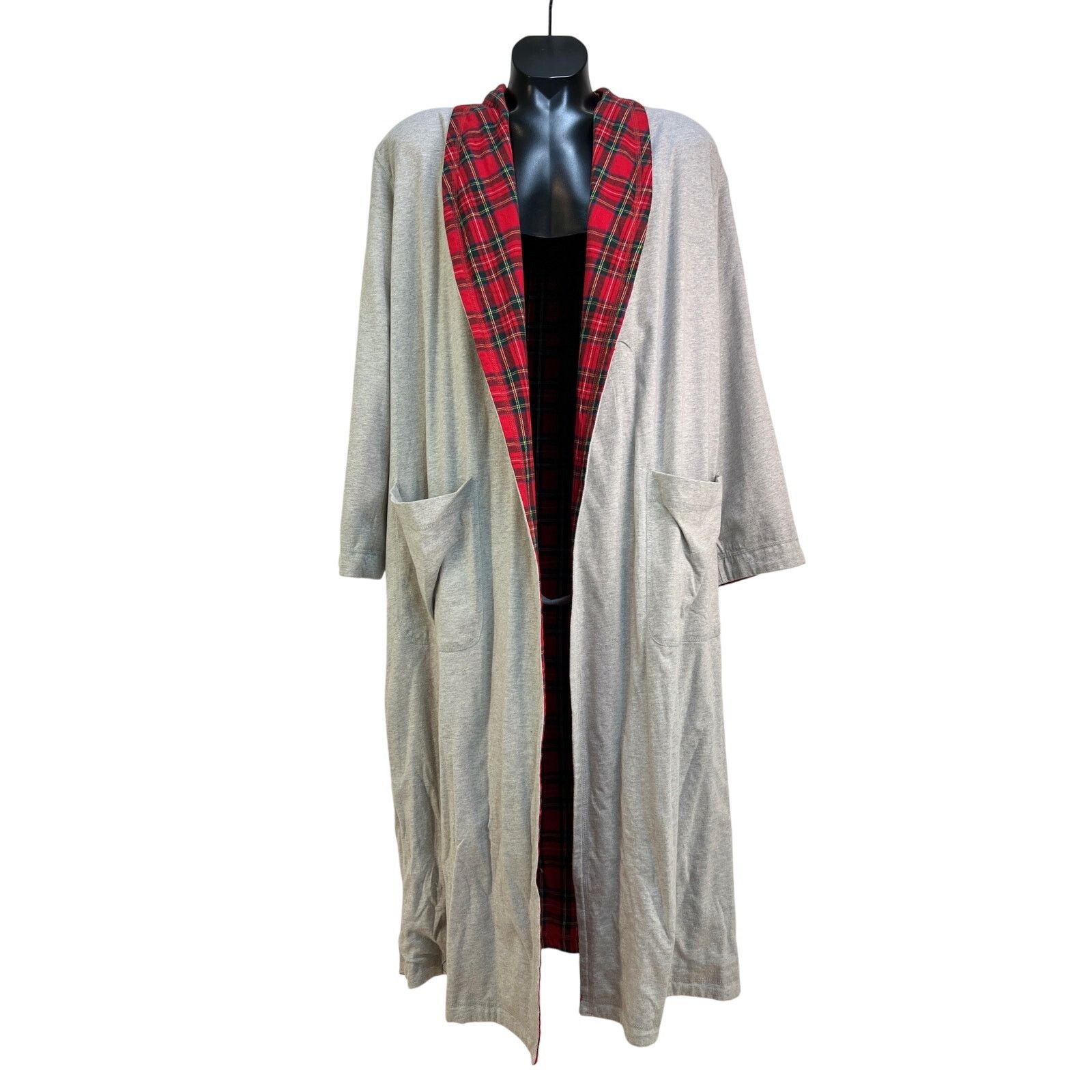 Gap Vintage GAP Reversible Cotton Robe Plaid Red Gray Size ONE SIZE - 2 Thumbnail