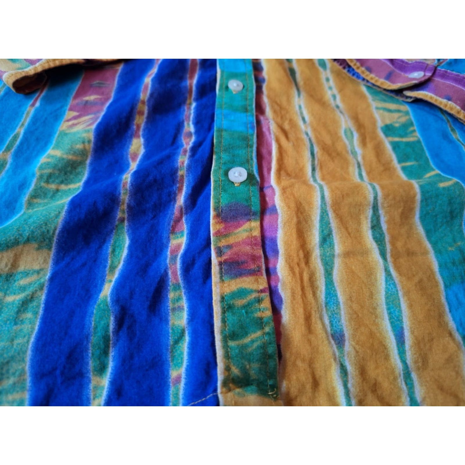 Ralph Lauren Lauren Ralph Lauren Women's Tie Dye Button-Up Blouse XL Multicolor Cotton Bohemian Festival Summer Spring Fall Size XL / US 12-14 / IT 48-50 - 2 Thumbnail