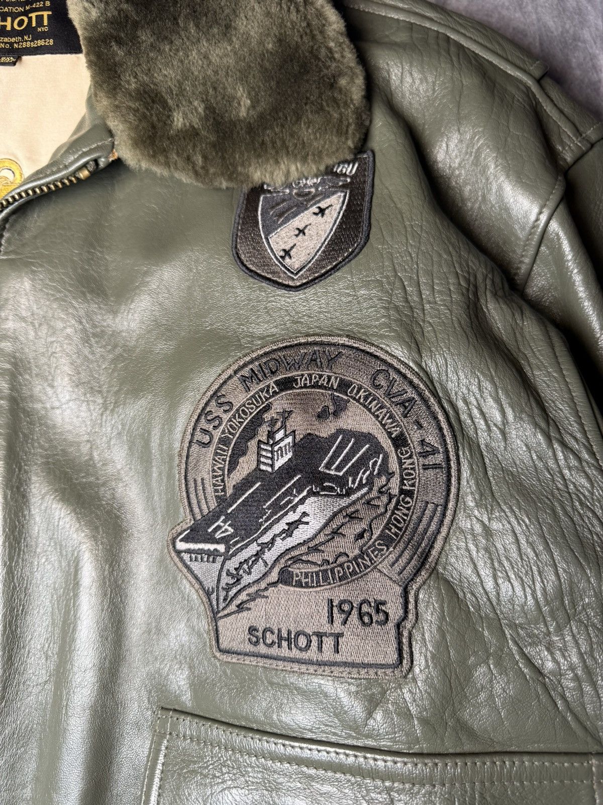 Schott × Vintage SCHOTT NYC G-1, US NAVY LEATHER BOMBER JACKET Size US XXL / EU 58 / 5 - 5 Thumbnail