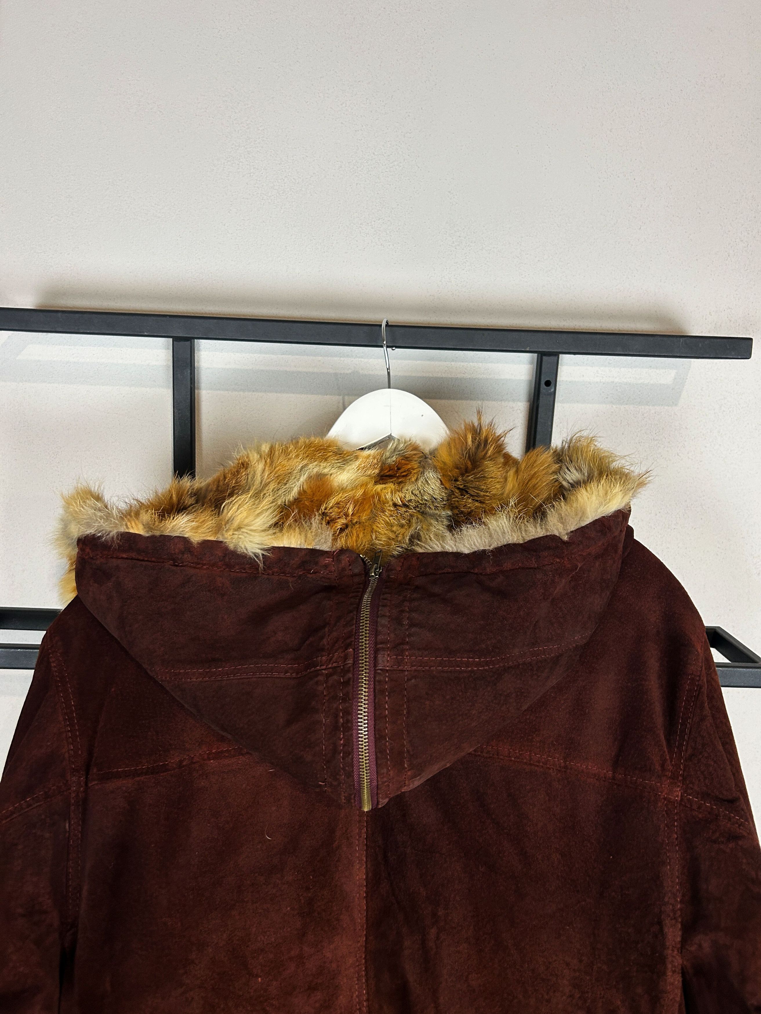 Japanese Brand Suede Leather Coat Fur Trim Vintage Luxury Brown Long Size US L / EU 52-54 / 3 - 9 Thumbnail