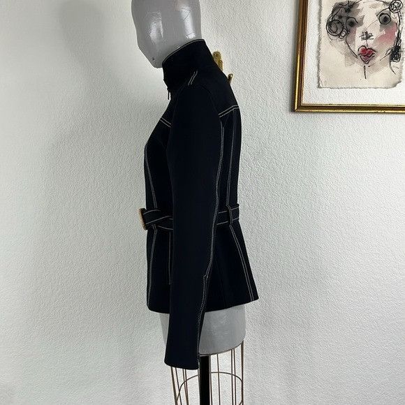 Kenzo × Vintage KENZO Mandarin Officer Neoprene Belted Midi Jacket Size S / US 4 / IT 40 - 5 Thumbnail