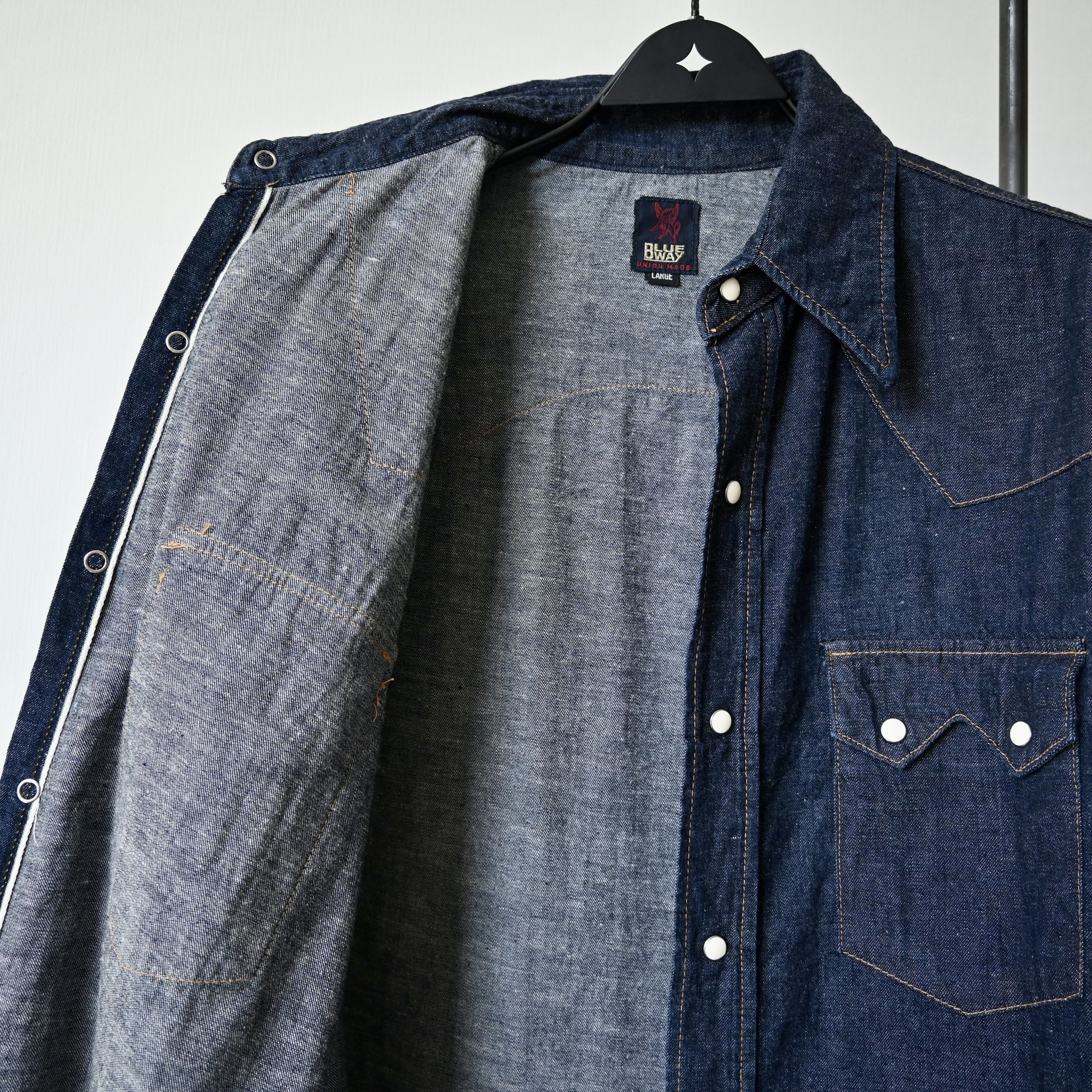 Japanese Brand VTG 1990s BLUE WAY indigo denim western shirt, made in Japan Size US L / EU 52-54 / 3 - 8 Thumbnail