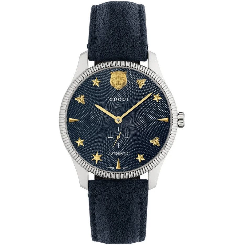 Gucci $3950 Gucci G-Timeless 40mm Charm Dial Automatic Watch, Navy Size ONE SIZE - 1 Thumbnail