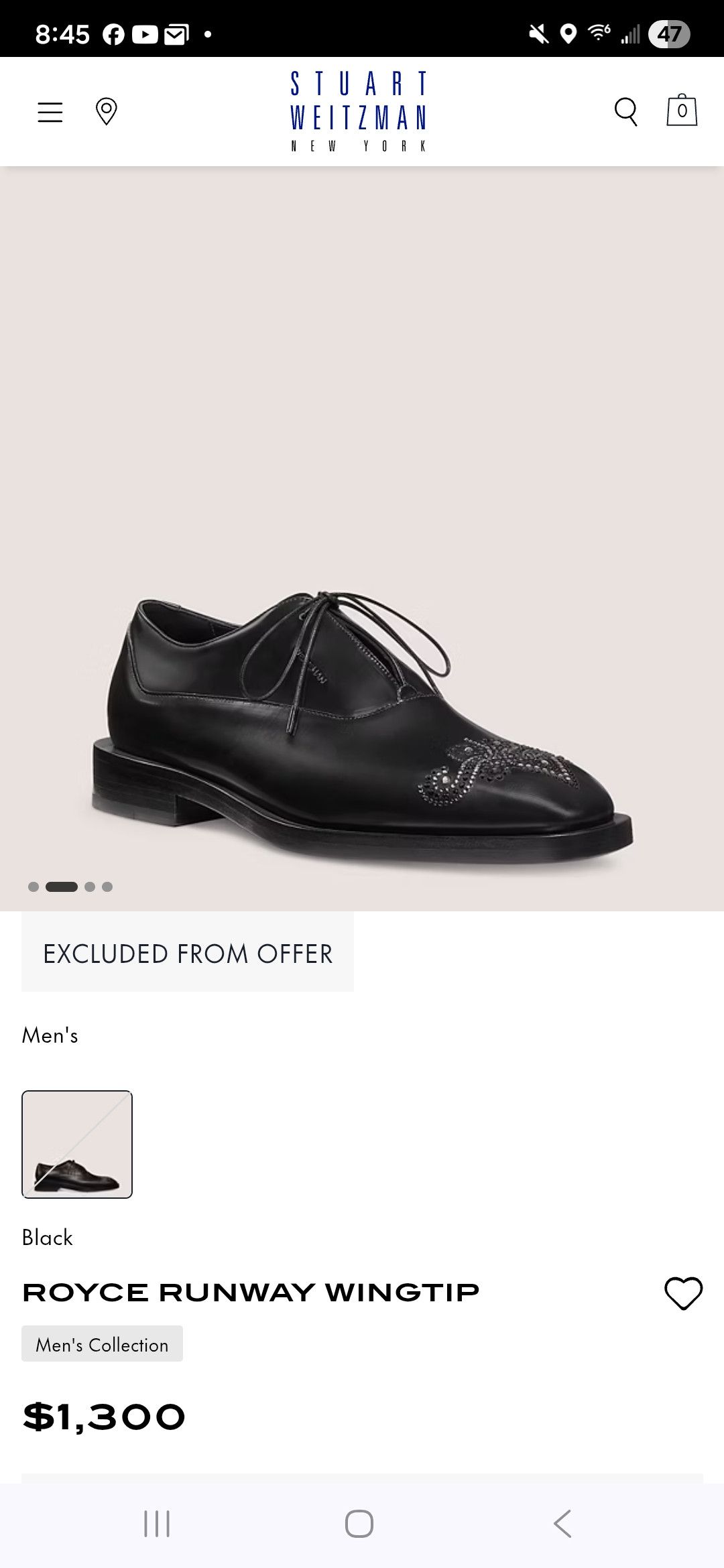 Stuart Weitzman Stuart Weitzman Royce Runway Wingtip leather derby Sz 14 Size US 14 / EU 47 - 1 Thumbnail