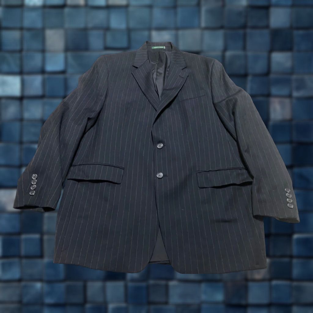 Ralph Lauren Lauren Ralph Lauren Blazer Mens 44 Black Striped Wool Long Sleeve 2-Button Jacket Set? Size US XXL / EU 58 / 5 - 1 Thumbnail