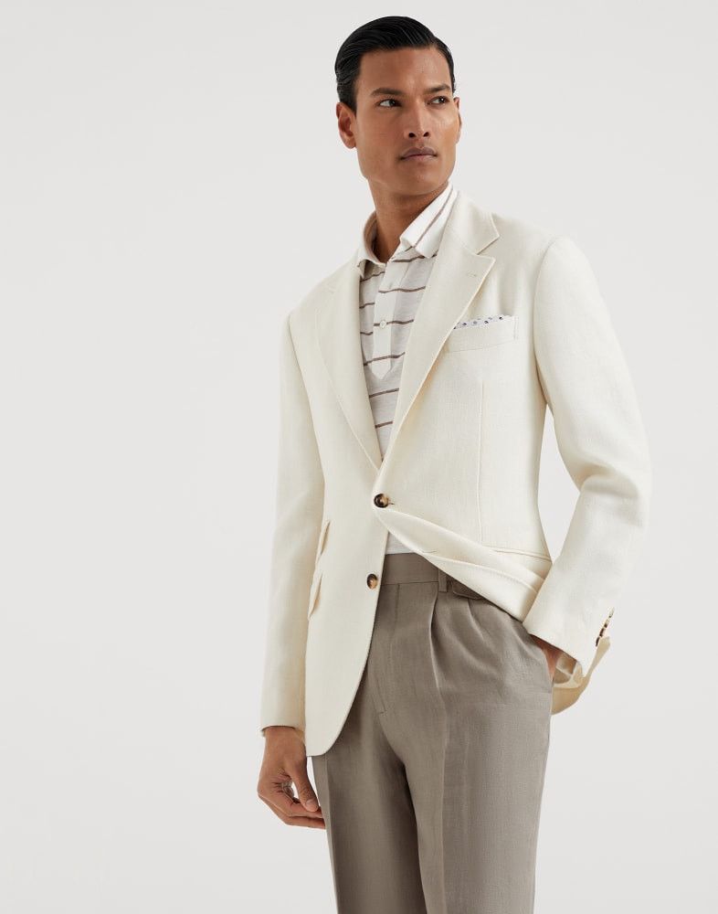 Brunello Cucinelli o1w1db10825 Suit-Type Jacket in White Size US S / EU 44-46 / 1 - 1 Thumbnail