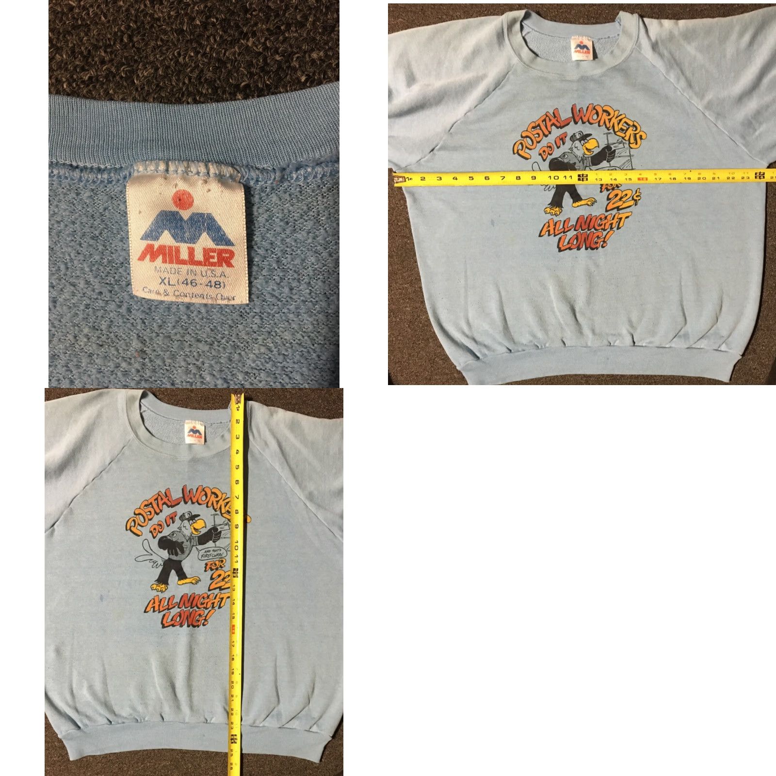 Vintage Vtg 80s USPS Postal Workers Do It All Night Faded Sweatshirt L XL US Mail Grunge Size US L / EU 52-54 / 3 - 8 Thumbnail