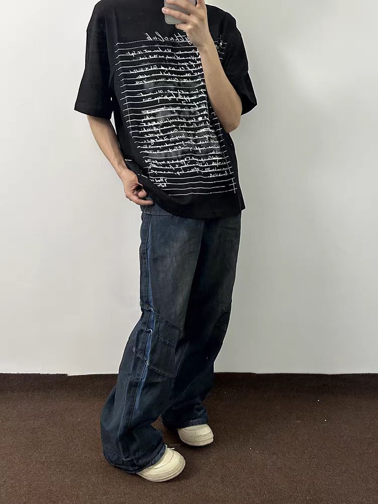 Street Wash Tie-Dye Deconstructed Vintage Jeans