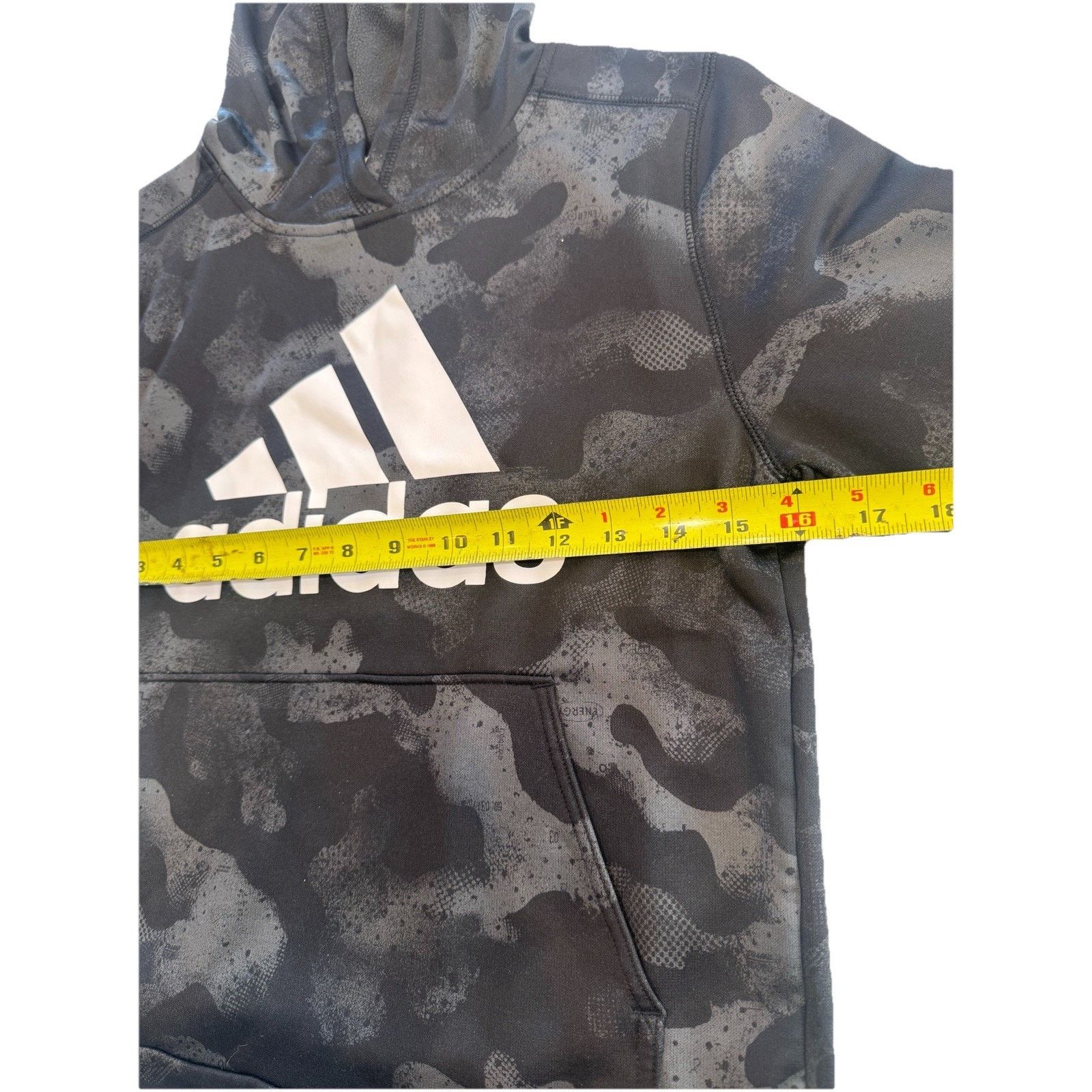 Adidas Boys Adidas Fleece Logo Gray Black Camo Hoodie M (10-12) Size US M / EU 48-50 / 2 - 3 Thumbnail