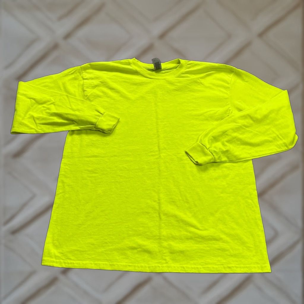 Gildan Gildan Dry Blend Basic Crew Neck T-Shirt Mens Large Neon Green Long Sleeve Tee Size US L / EU 52-54 / 3 - 1 Thumbnail