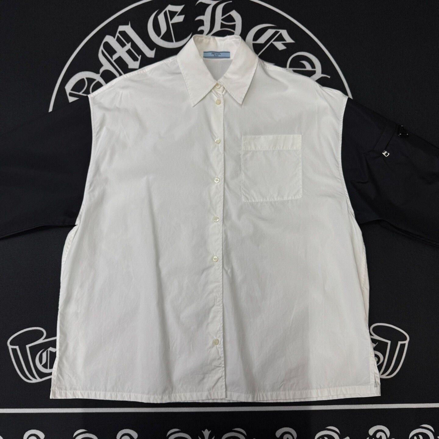 Prada Prada Black White Color-Block Shirt Size US M / EU 48-50 / 2 - 1 Thumbnail