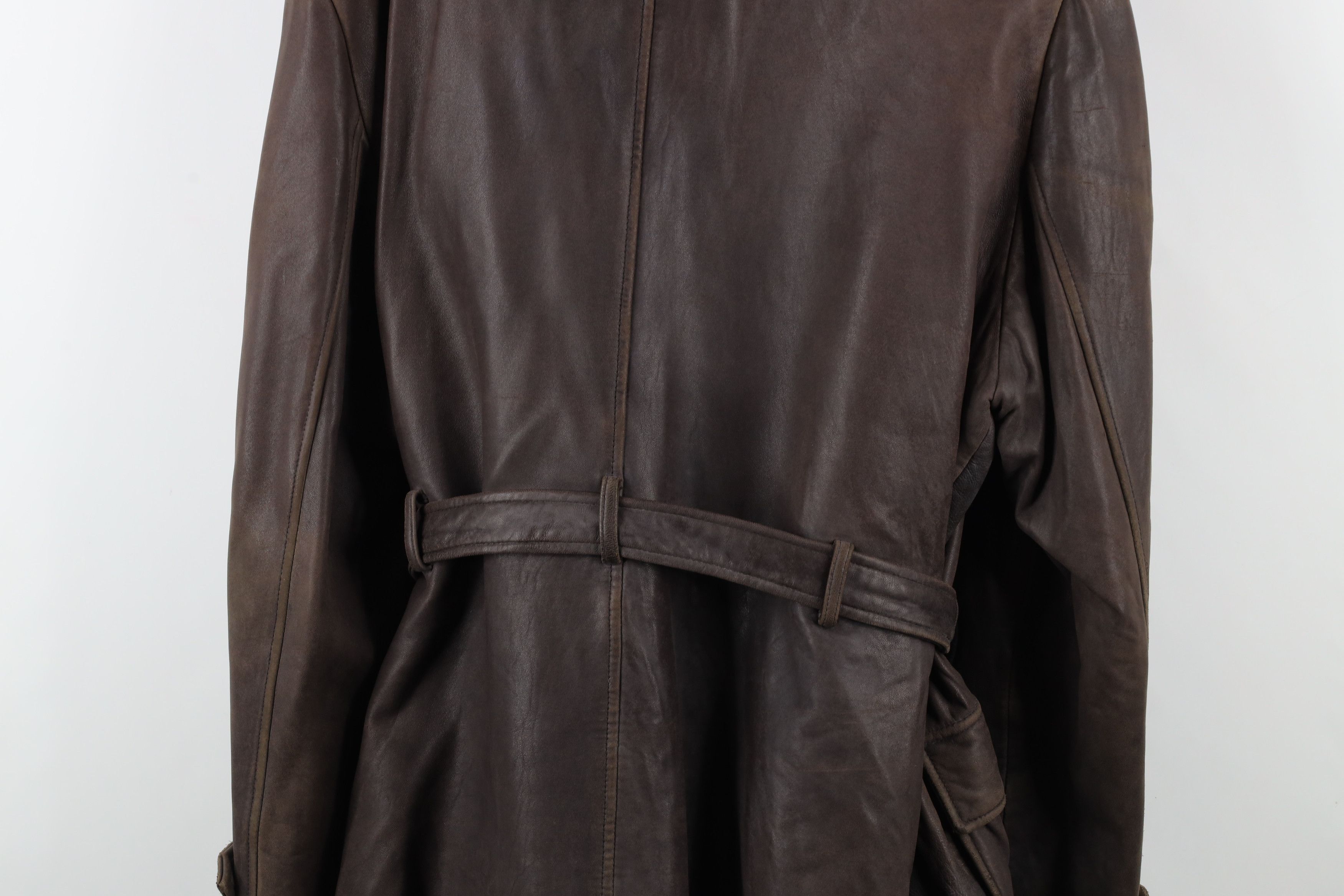 Vintage Vintage 90s Streetwear Belted Leather Motorcycle Jacket Size US XXL / EU 58 / 5 - 15 Thumbnail