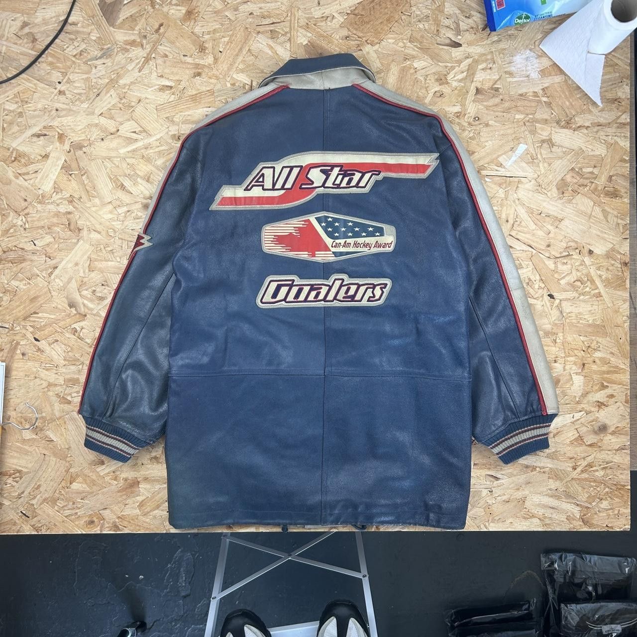 Avirex 'All Star Goalers' Navy Leather Varsity Jacket