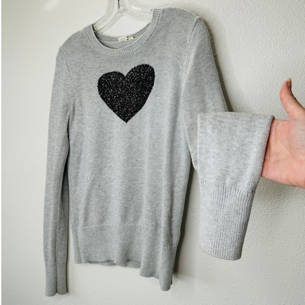 Gap Gap Gray Metallic Heart Crewneck Long Sleeve Sweater S Size S / US 4 / IT 40 - 5 Thumbnail