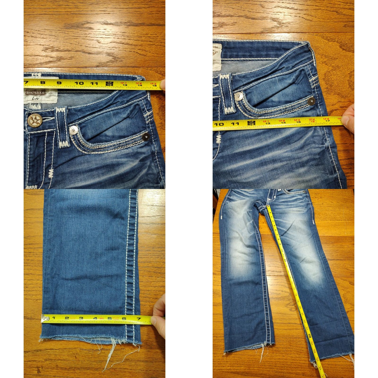 Vintage BIG STAR Jeans Womens 26 X 27 Inseam Blue Crop Raw Hem Western Straight Jeans Women 26 Size 26" / US 2 / IT 38 - 8 Thumbnail