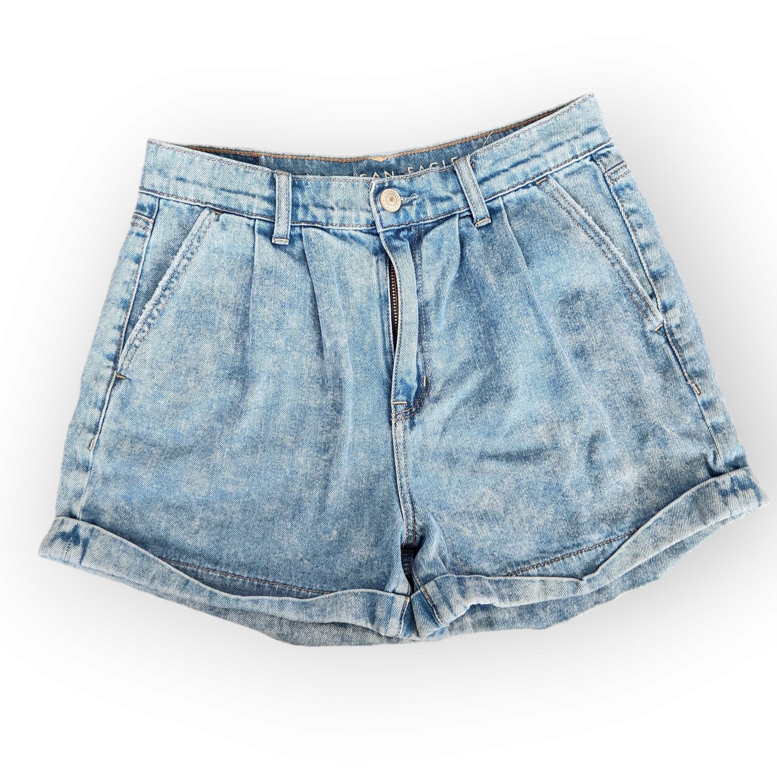 American Eagle Outfitters American Eagle High Waisted Pleated Mom Jean Shorts 2 Size 26" / US 2 / IT 38 - 1 Thumbnail