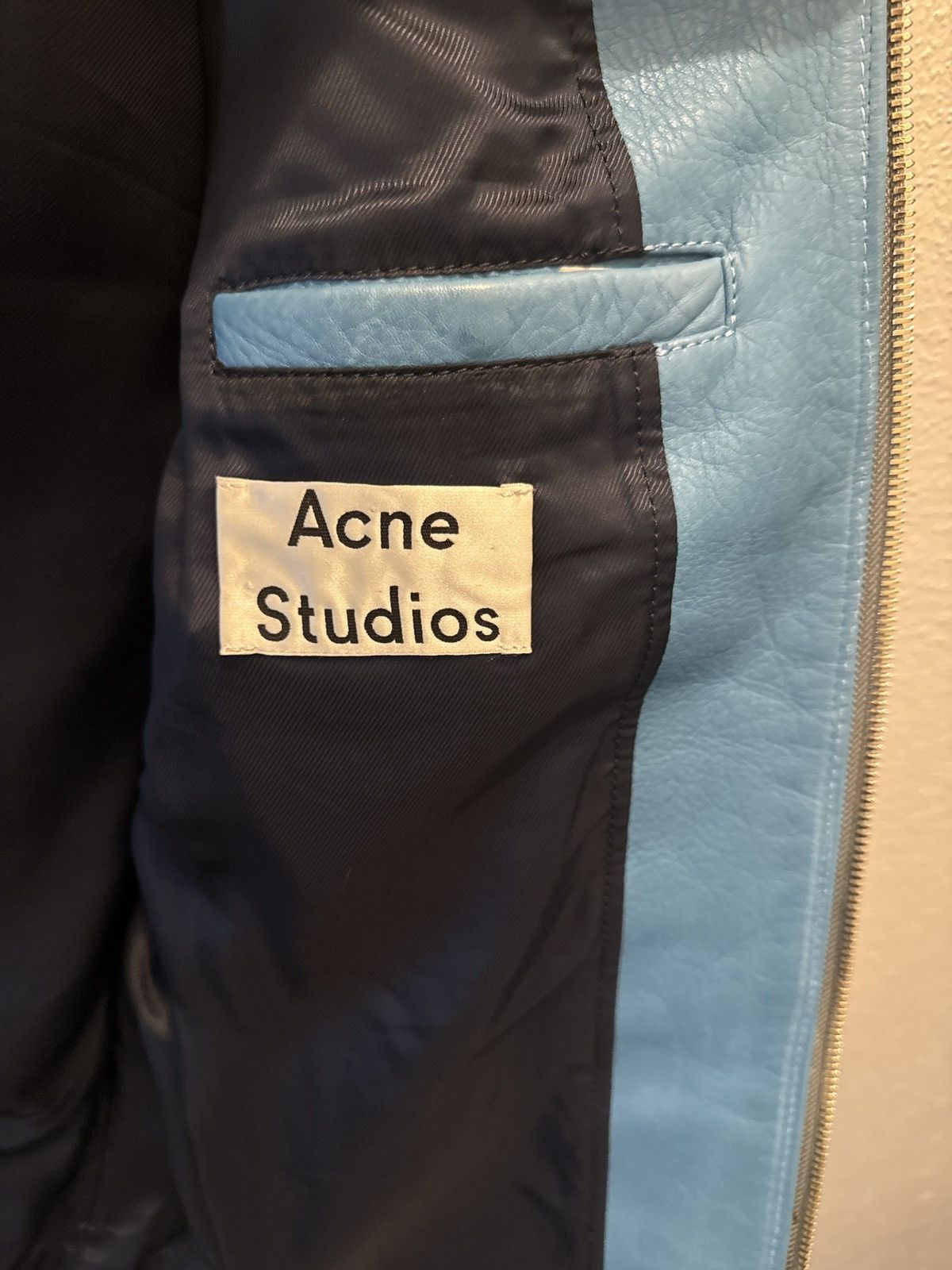 Acne Studios Acne Studios Oliver Sky Blue Leather Jacket Size US L / EU 52-54 / 3 - 3 Thumbnail