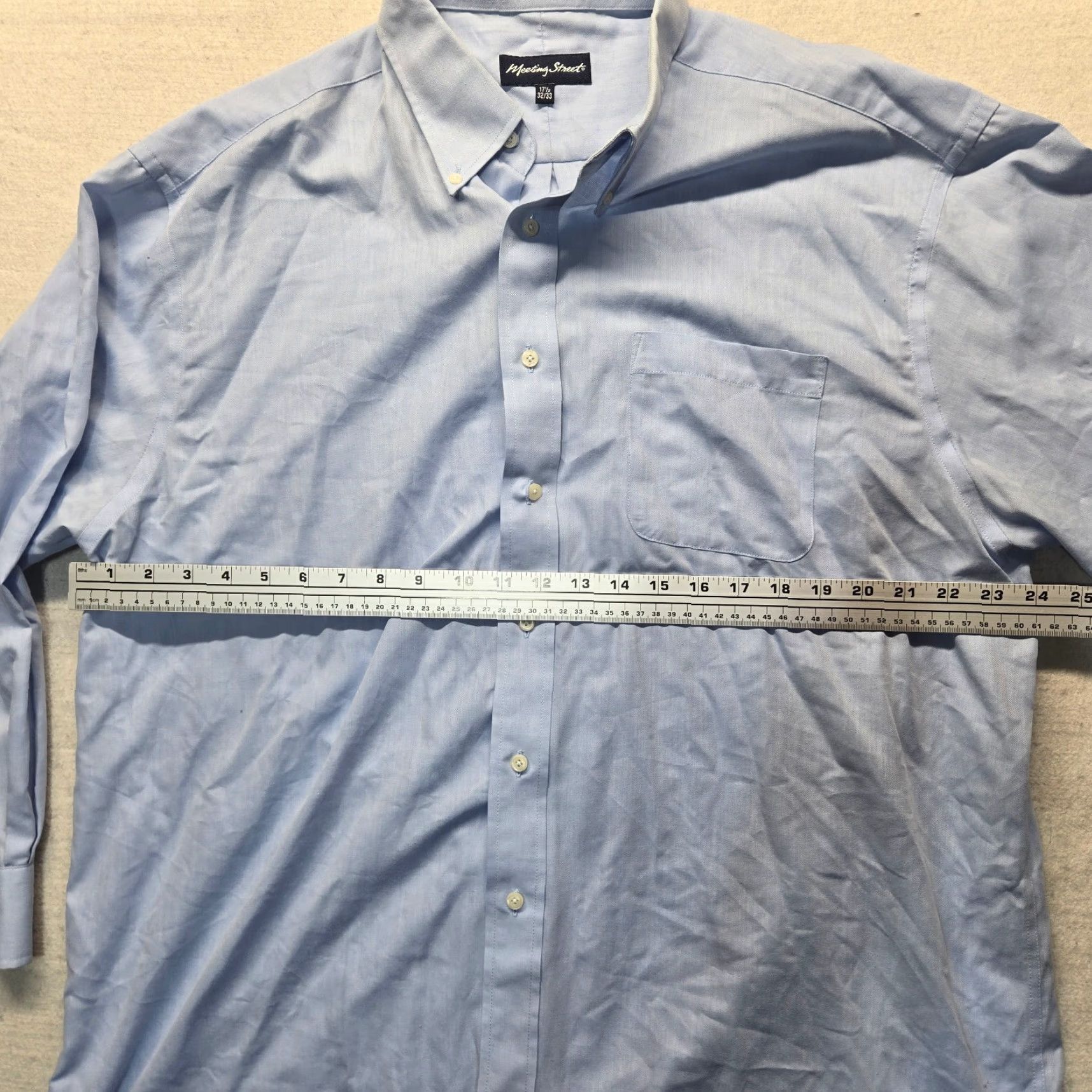 Vintage Meeting Street Shirt Button Up Long Sleeve Adult Mens 17.5 Blue Cotton Denim Modern Casual Size XXL / US 16-18 / IT 52-54 - 4 Thumbnail