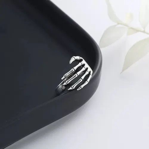 Ring Of Fire Skeleton Ring Hand Bones Goth Punk Rock Jewelry Chrome Size ONE SIZE - 4 Thumbnail