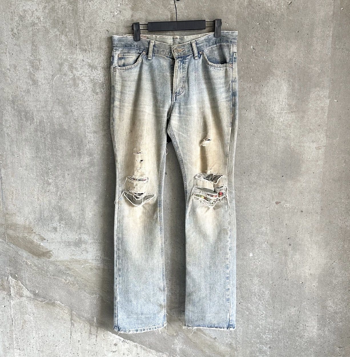 Lee THRASHED Sashiko Repair Flared Denim Size US 33 - 3 Thumbnail