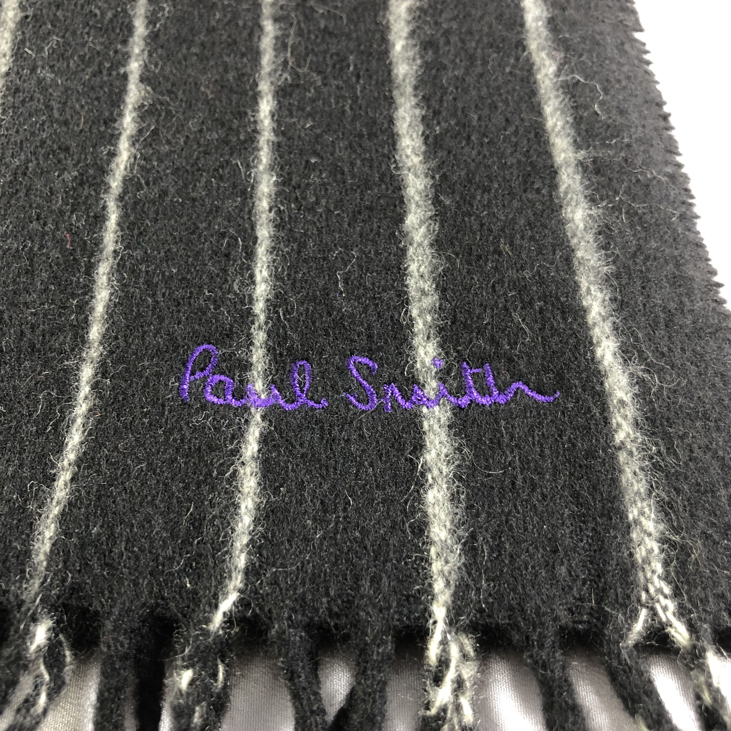 Paul Smith Paul Smith Black Striped Cashmere Scarf Muffler V1539 Size ONE SIZE - 4 Thumbnail