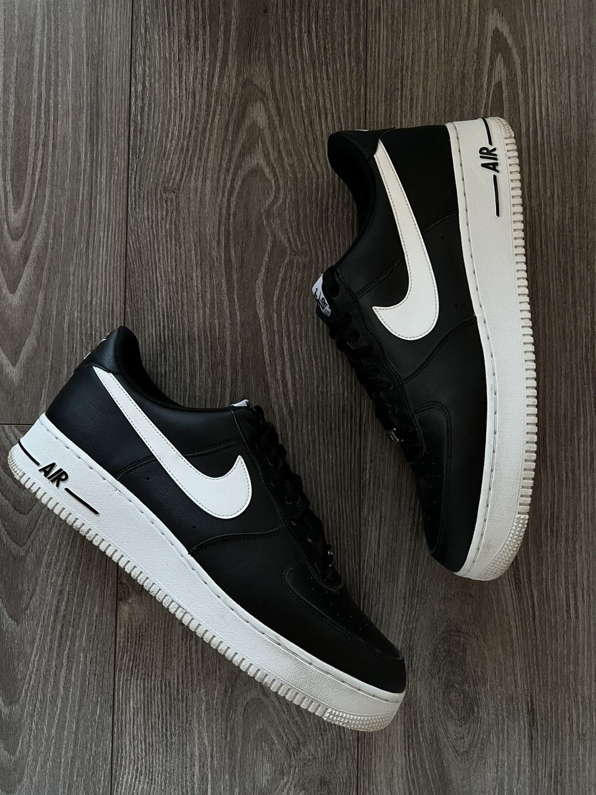 Nike ‼️Nike Air Force 1 ‘07 AN20 Black Leather White Logo Sneakers Size US 13 / EU 46 - 10 Thumbnail