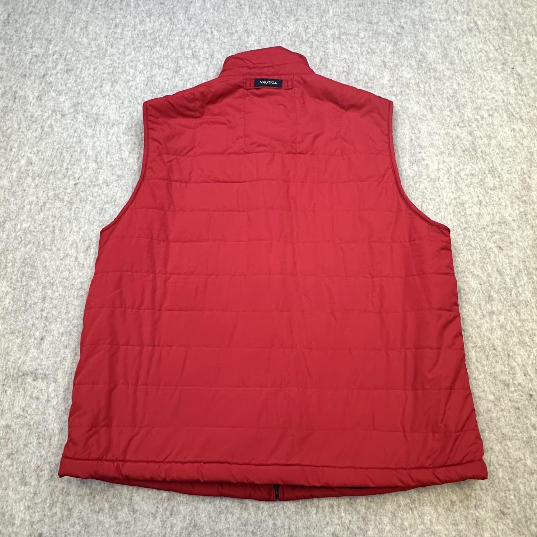 Nautica Nautica Vest Mens Large Red Quilted Puffer Zip Front Lined Navy Trim Size US L / EU 52-54 / 3 - 5 Thumbnail
