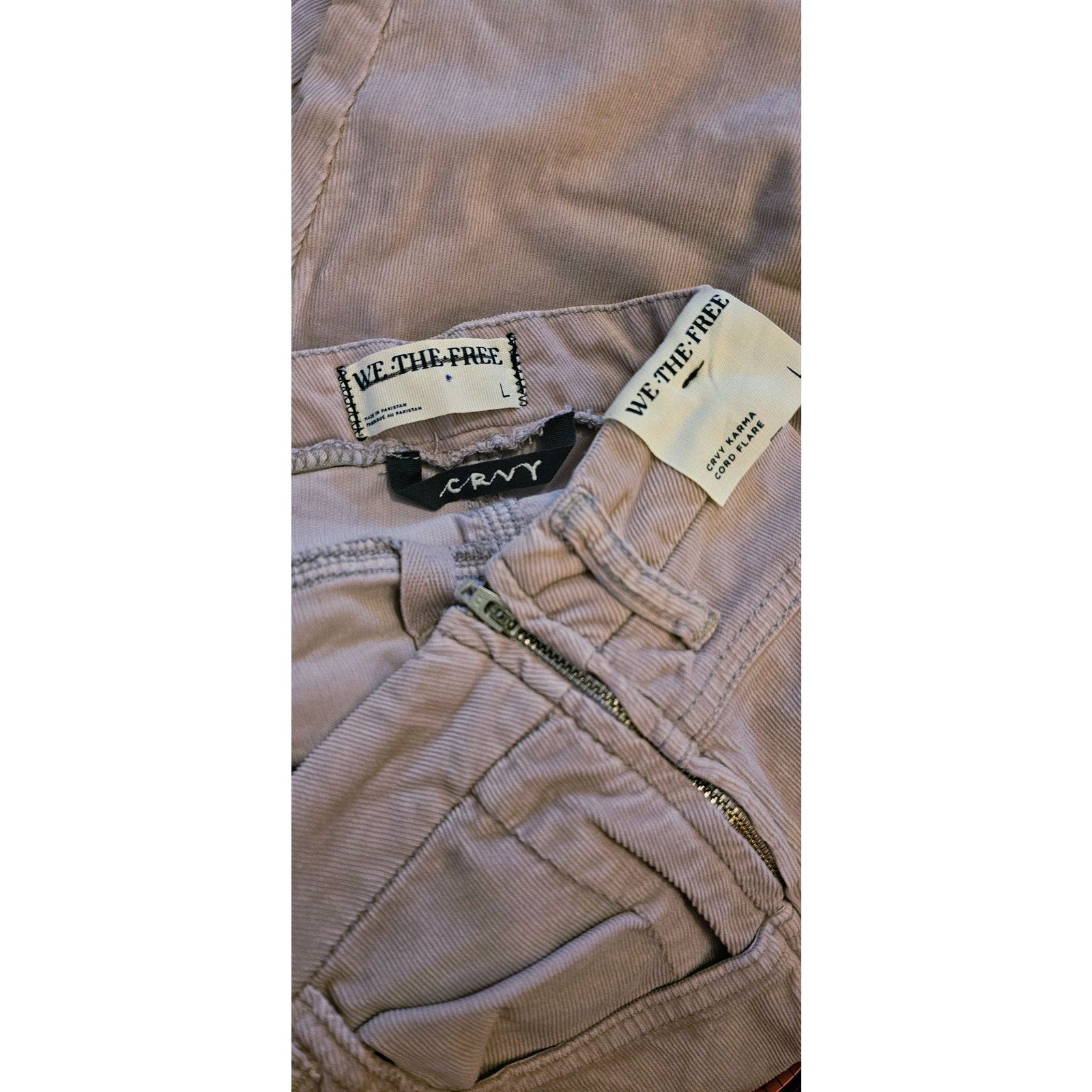 Free People New CRVY Karma Cord Flare Jeans WTF $128 LARGE Lilac Smoke Size 36" / US 14 / IT 50 - 5 Thumbnail