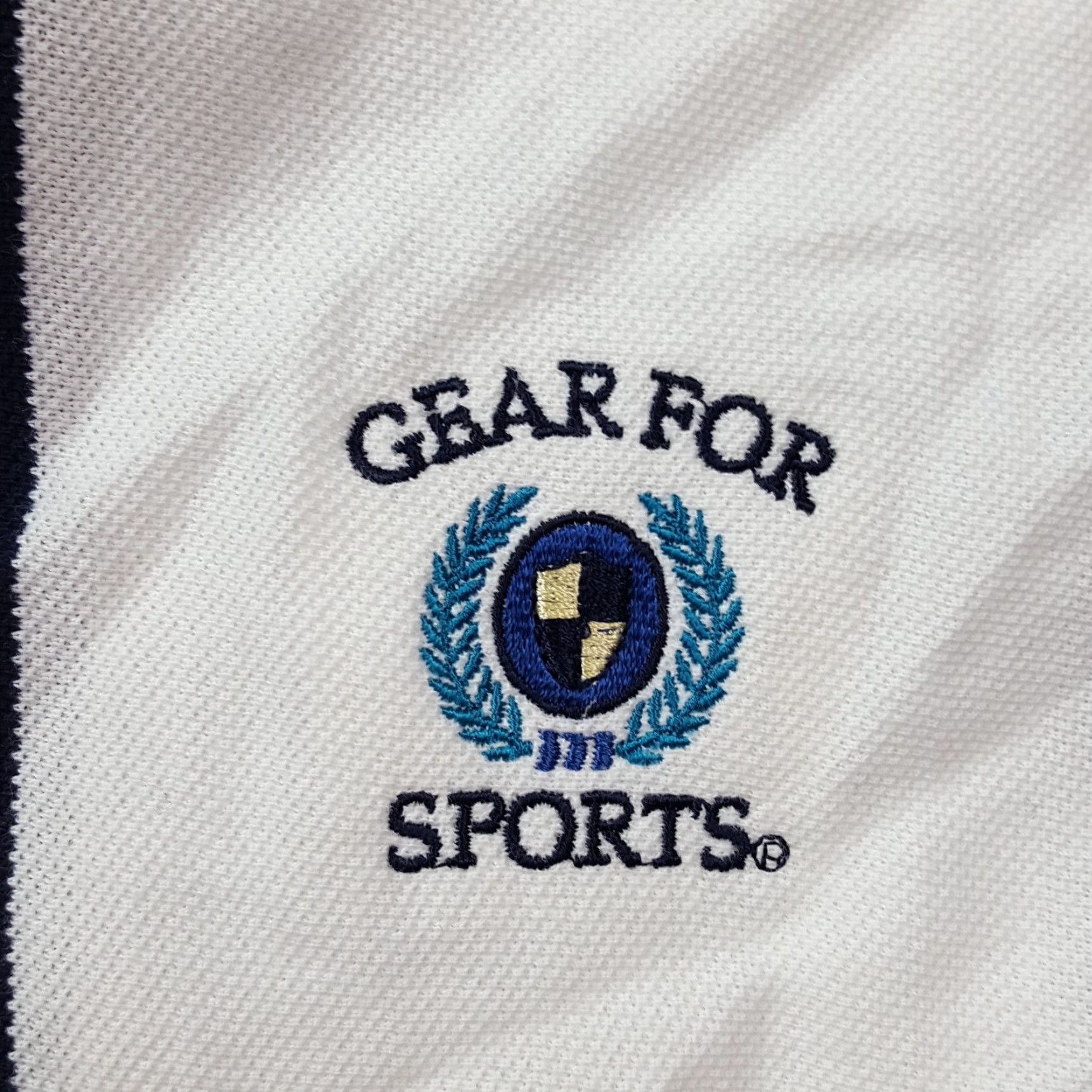 Vintage VINTAGE Gear For Sports Polo Shirt Mens L White Striped Collared Button 90s Casual Golf Outdoor Retro Polo Shirt Mens Size US L / EU 52-54 / 3 - 3 Thumbnail