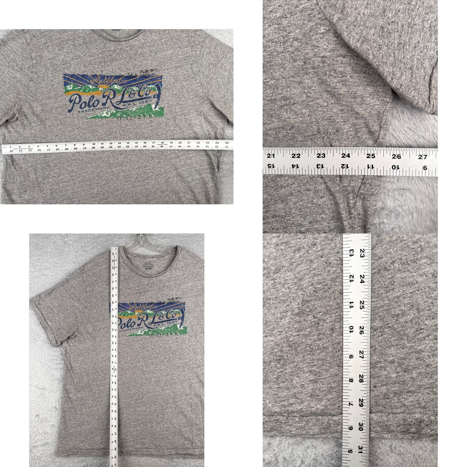 VINTAGE Ralph Lauren Polo Shirt Men Big & Tall 2XL Gray 100% Cotton Crew Neck Short Sleeve Solid Logo Embroidered Pockets 2X Big & Tall Mens Shirt