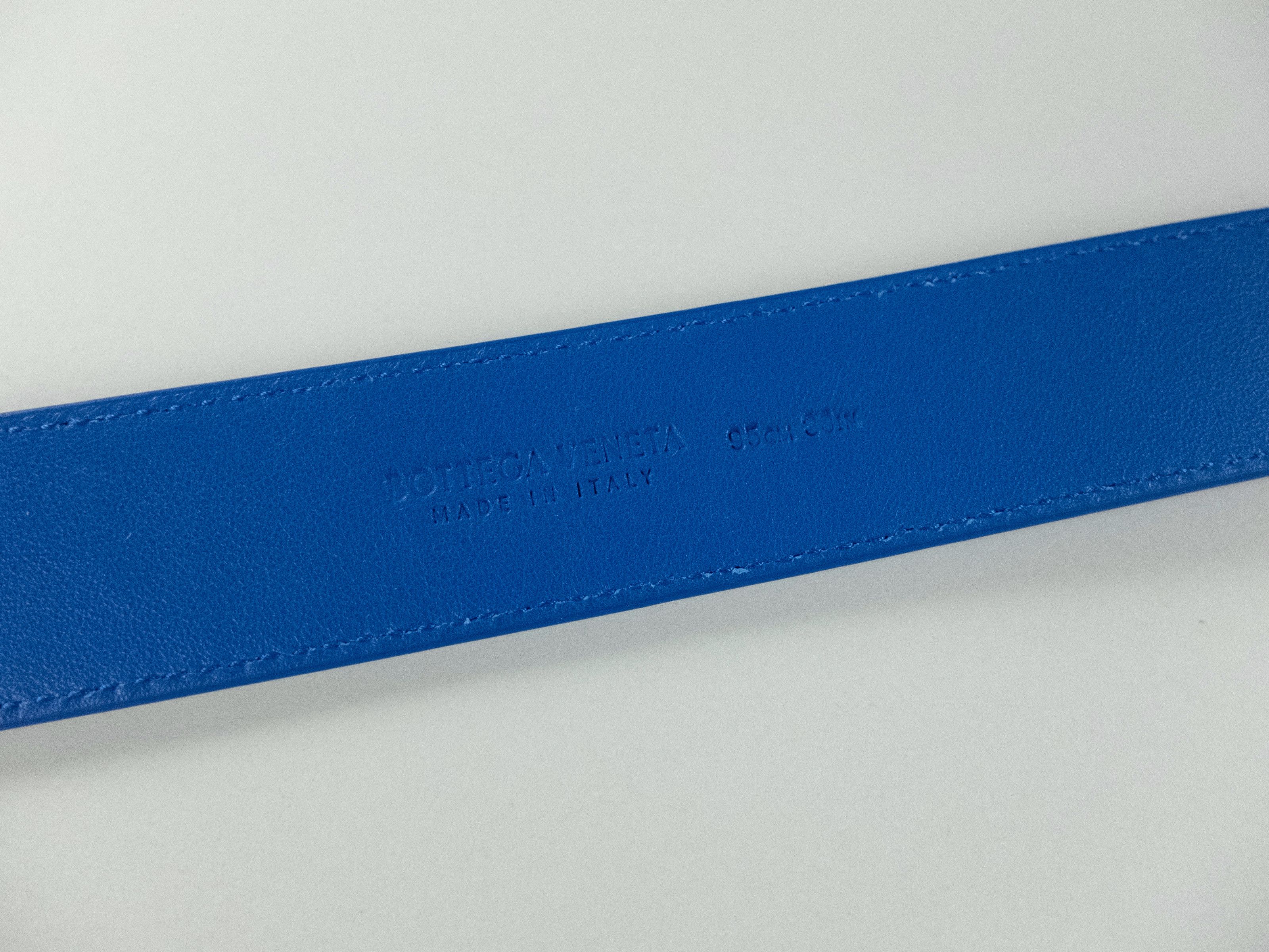 Bottega Veneta BOTTEGA VENETA cobalt blue intrecciato nappa leather belt 95 Size 36 - 8 Thumbnail