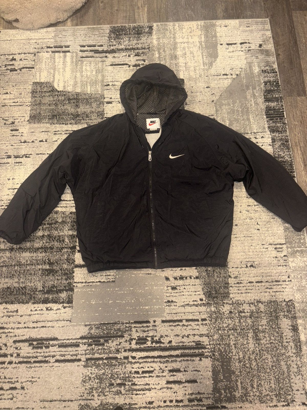 Nike Vintage 90s Nike "Big Swoosh" Hooded Windbreaker Jacket Size US XL / EU 56 / 4 - 1 Thumbnail