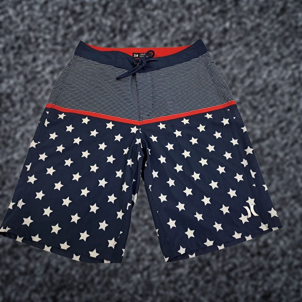 Hurley Hurley Board Shorts Mens Size 28 Surf Red,White,Blue Stars #4291 Size US 28 / EU 44 - 1 Thumbnail