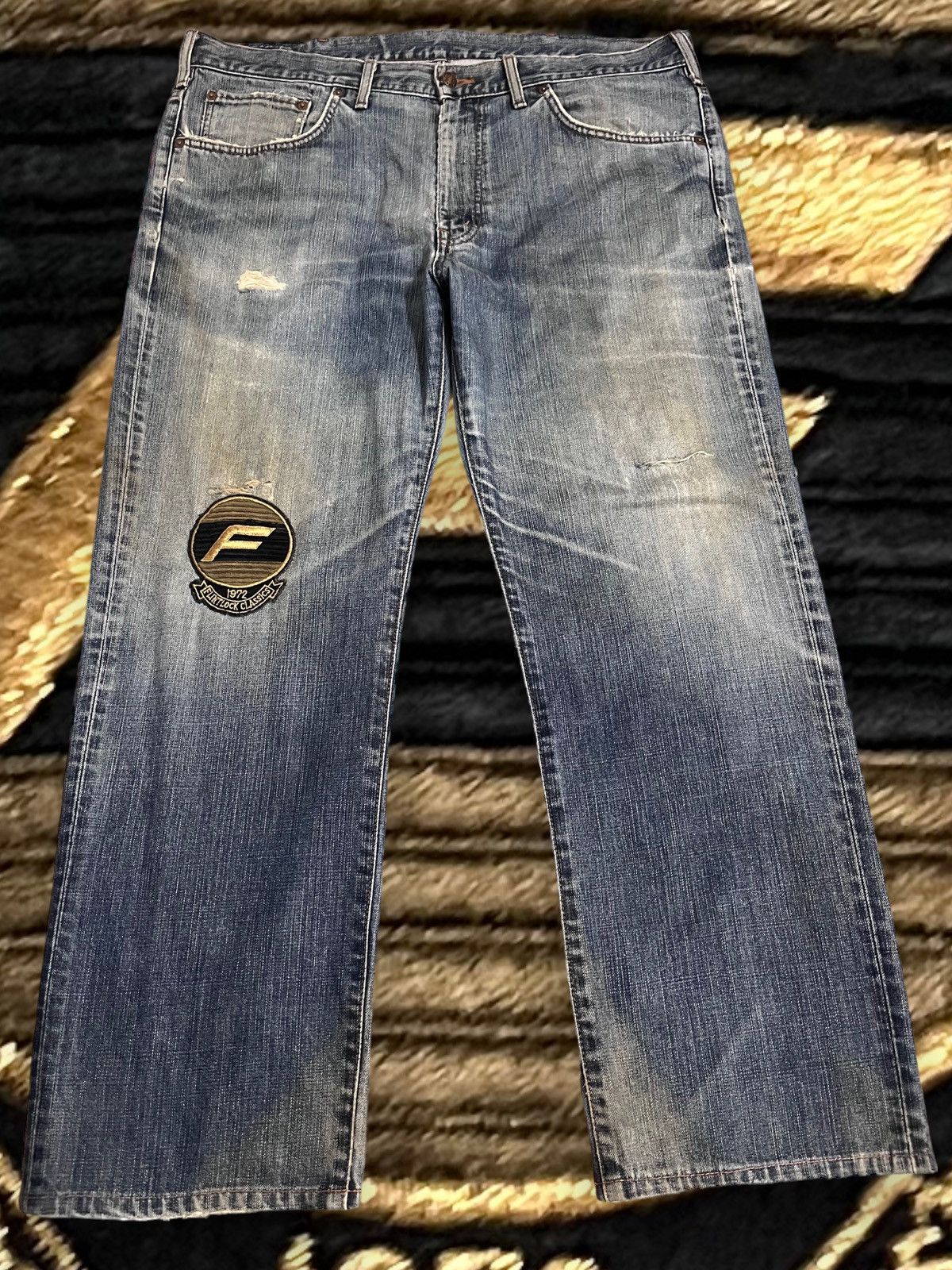 Edwin × Japanese Brand × Vintage Vintage Edwin 503 Baggy Flintlock Patches Style Denim Size US 41 - 1 Thumbnail