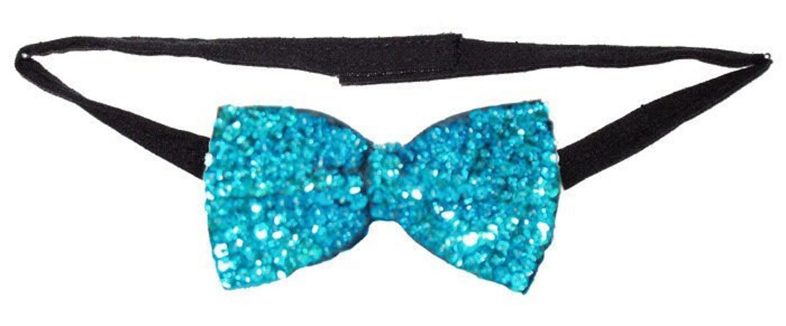 Designer Sequin Bow Tie TURQUOISE Adult Unisex Size ONE SIZE - 1 Preview