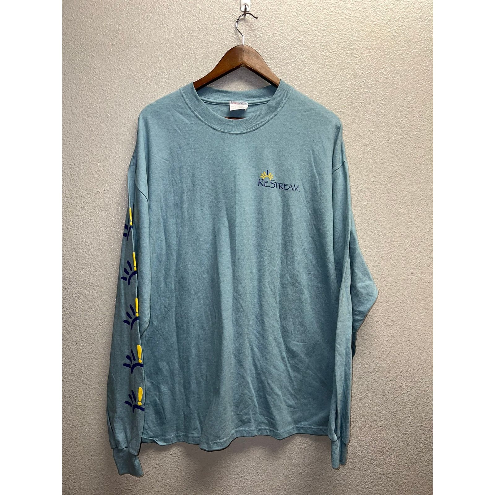 Hanes Vintage Restream Shirt Sunshine Blue Long Sleeve Tee 90s XL Size US XL / EU 56 / 4 - 2 Thumbnail