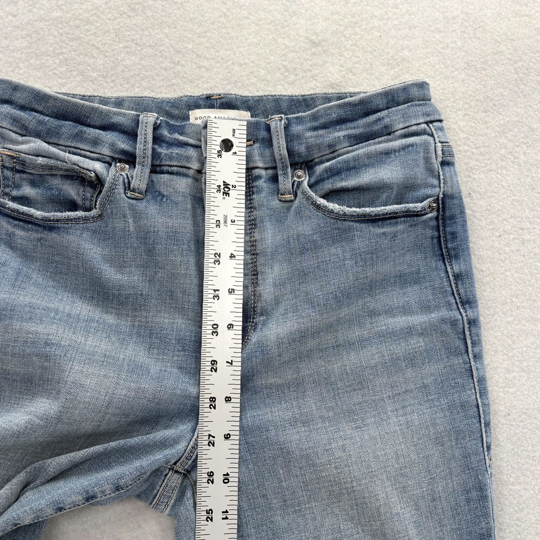 Good American Good American Jeans Womens 4 Skinny Blue Mid Rise Frayed Hem Stretch Denim Size 27" / US 4 / IT 40 - 7 Thumbnail
