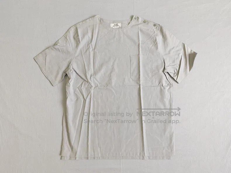 Hermes Hermes Men's Short Sleeve T-Shirt, Grey, 100% Cotton, Pock Size US L / EU 52-54 / 3 - 1 Thumbnail
