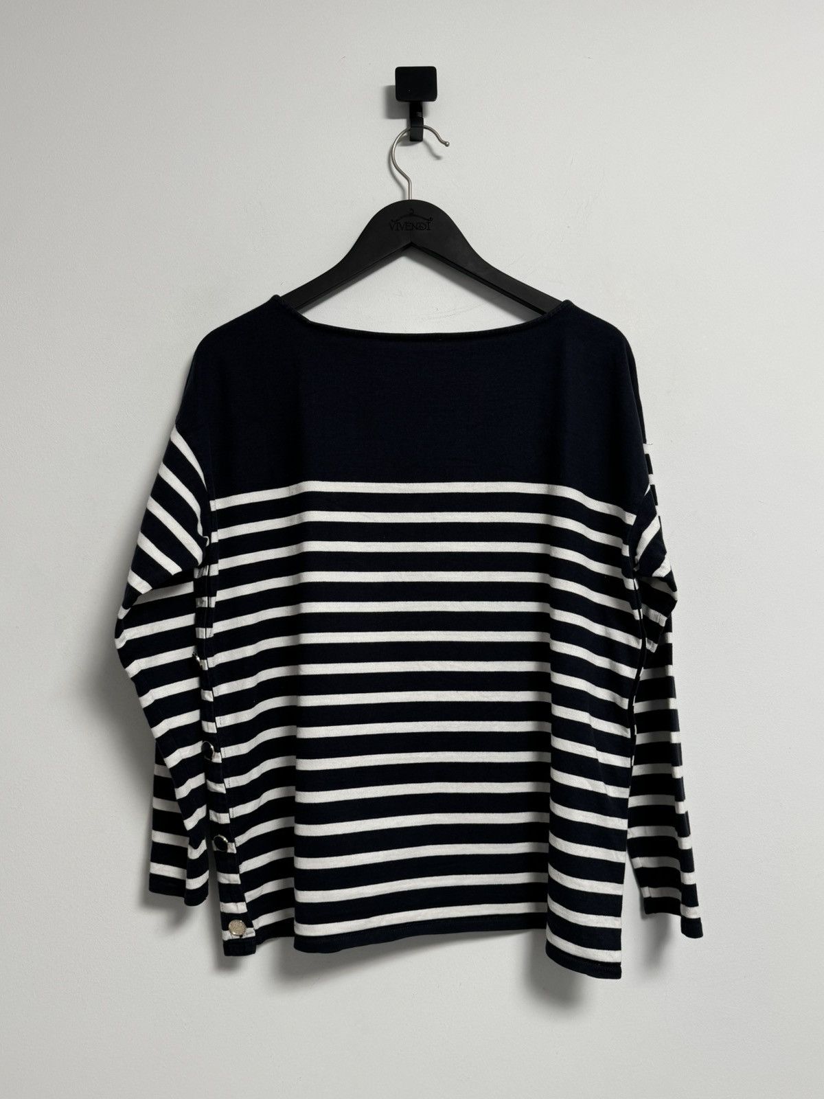 Sezane Sezane Women Long Sleeve Navy Blue Striped Organic T-shirt Size XL / US 12-14 / IT 48-50 - 13 Thumbnail