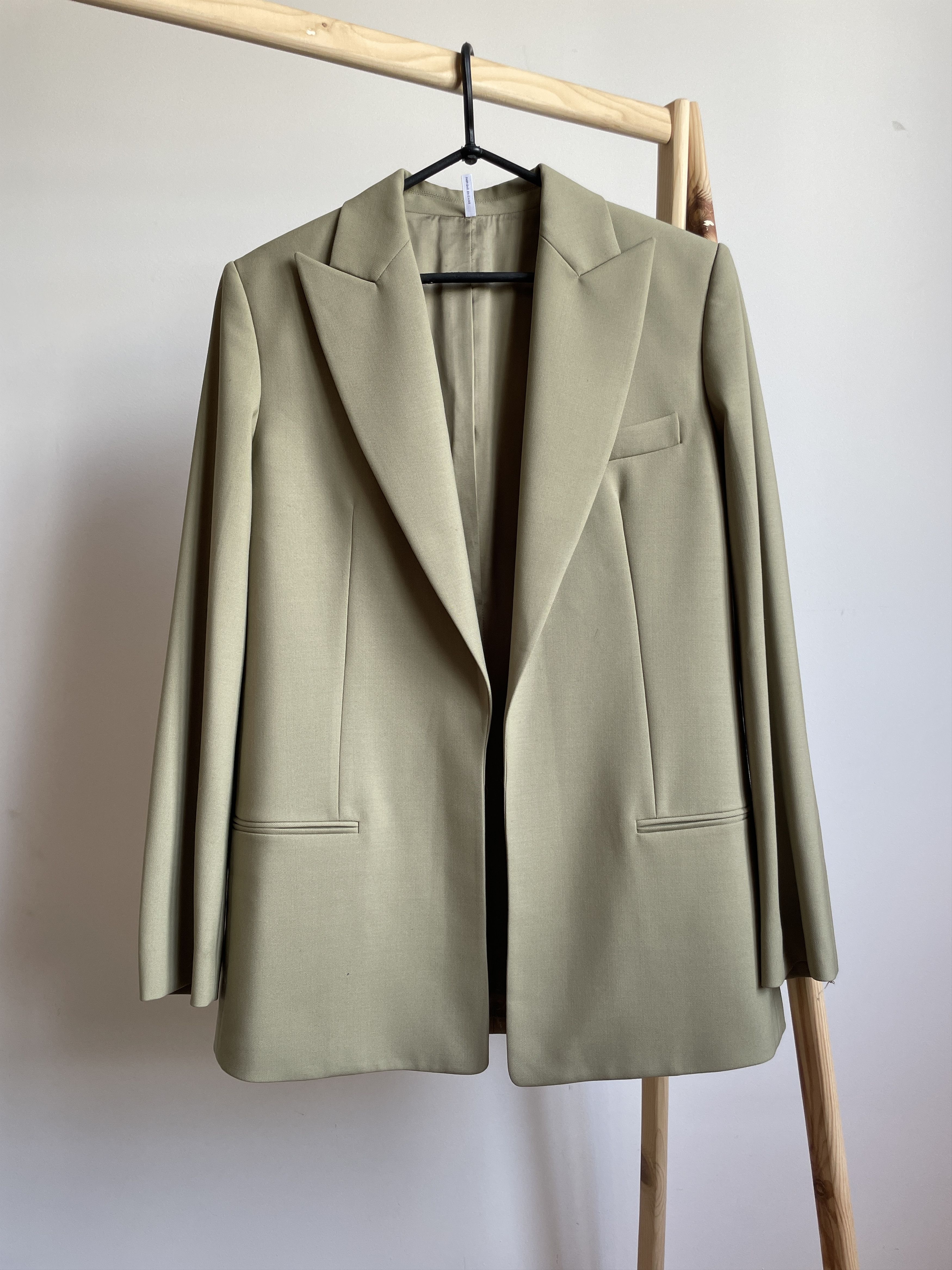 image of Helmut Lang Peak Lapel Womens Wool Blend Blazer Size Us 0 in Sand