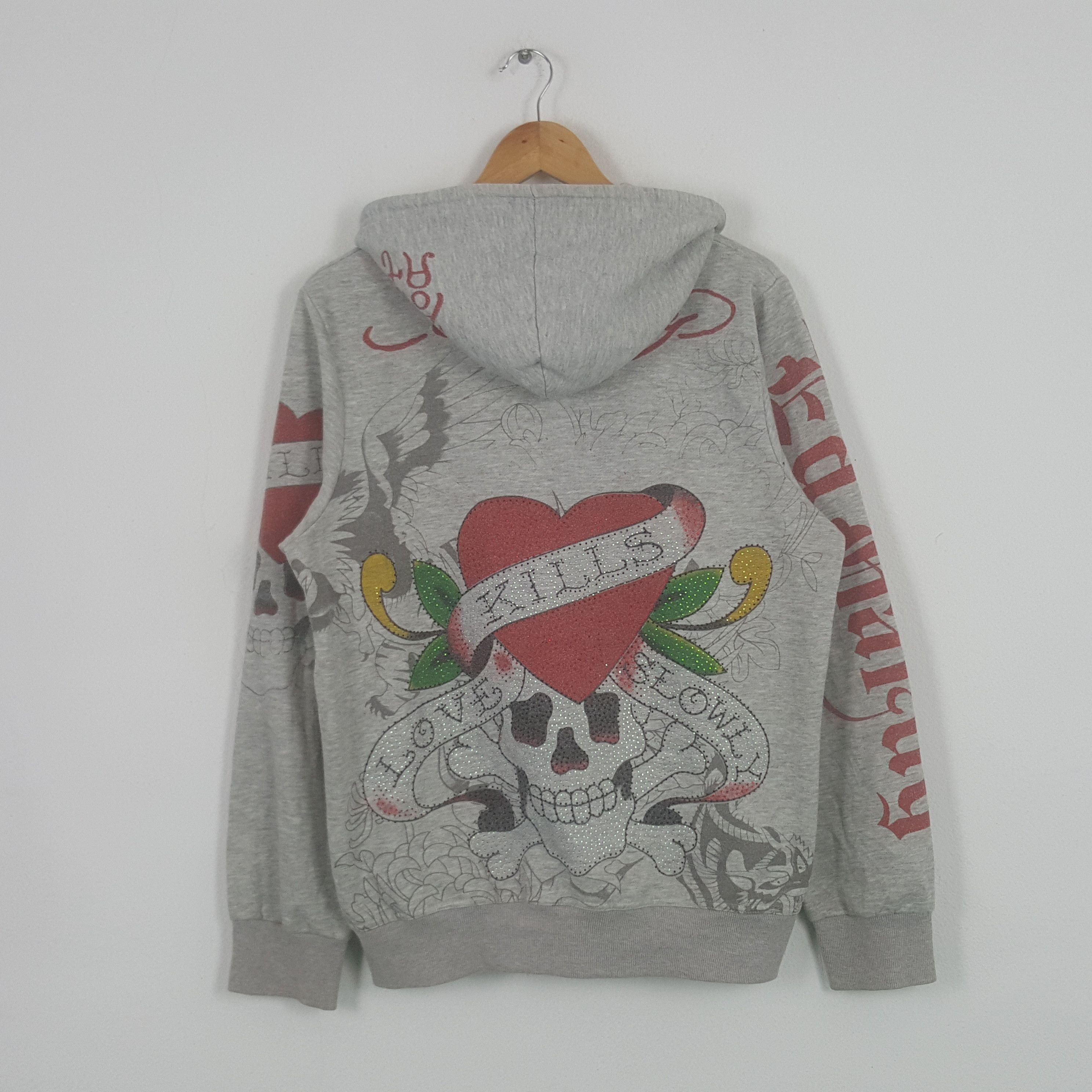 Christian Audigier × Ed Hardy × Vintage Vintage Ed Hardy by Christian Audiger Skull Art Hoodies Size US M / EU 48-50 / 2 - 1 Thumbnail