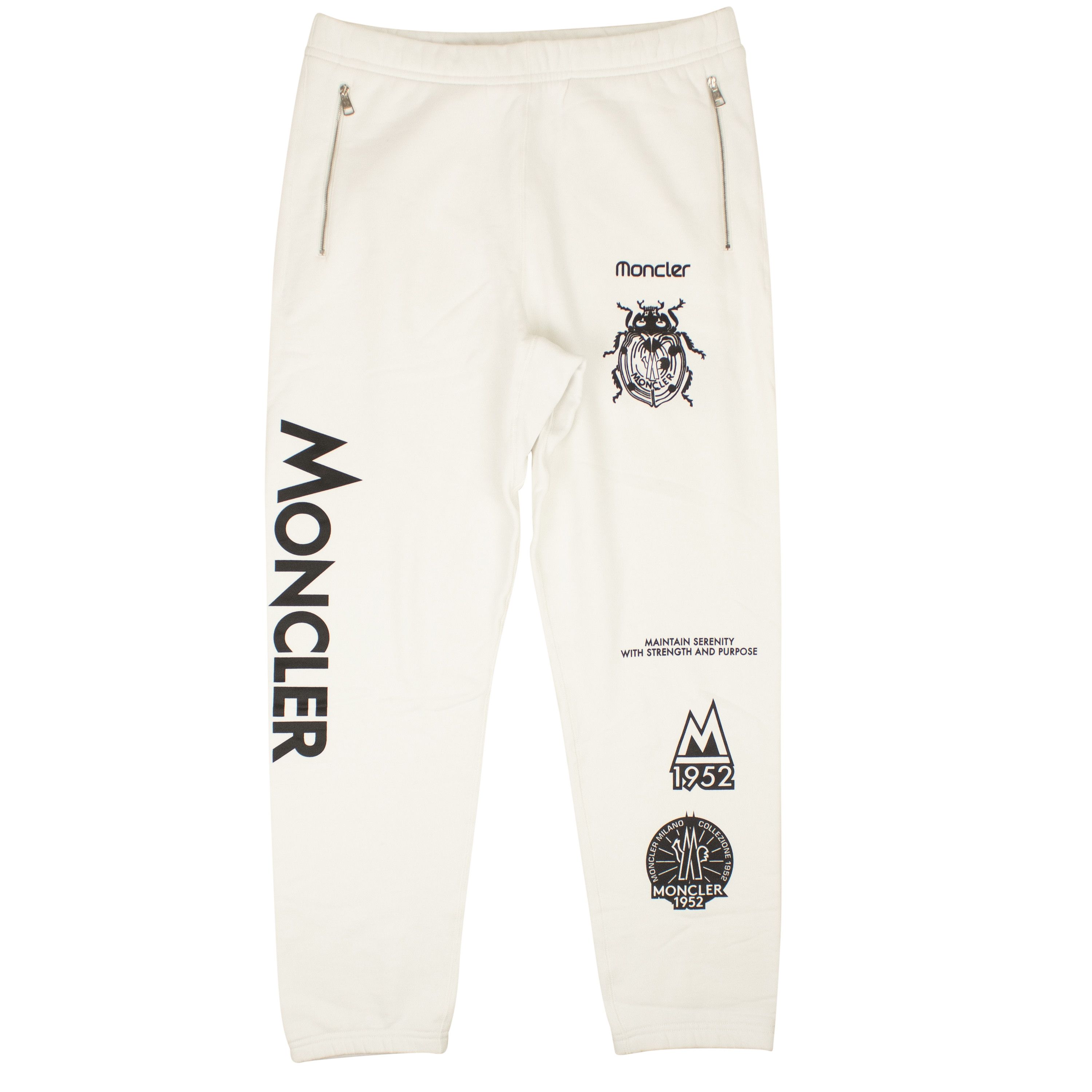 Moncler Worn Once Moncler White Cotton Logo’s Jogger Sweatpants L Size US 34 / EU 50 - 1 Thumbnail