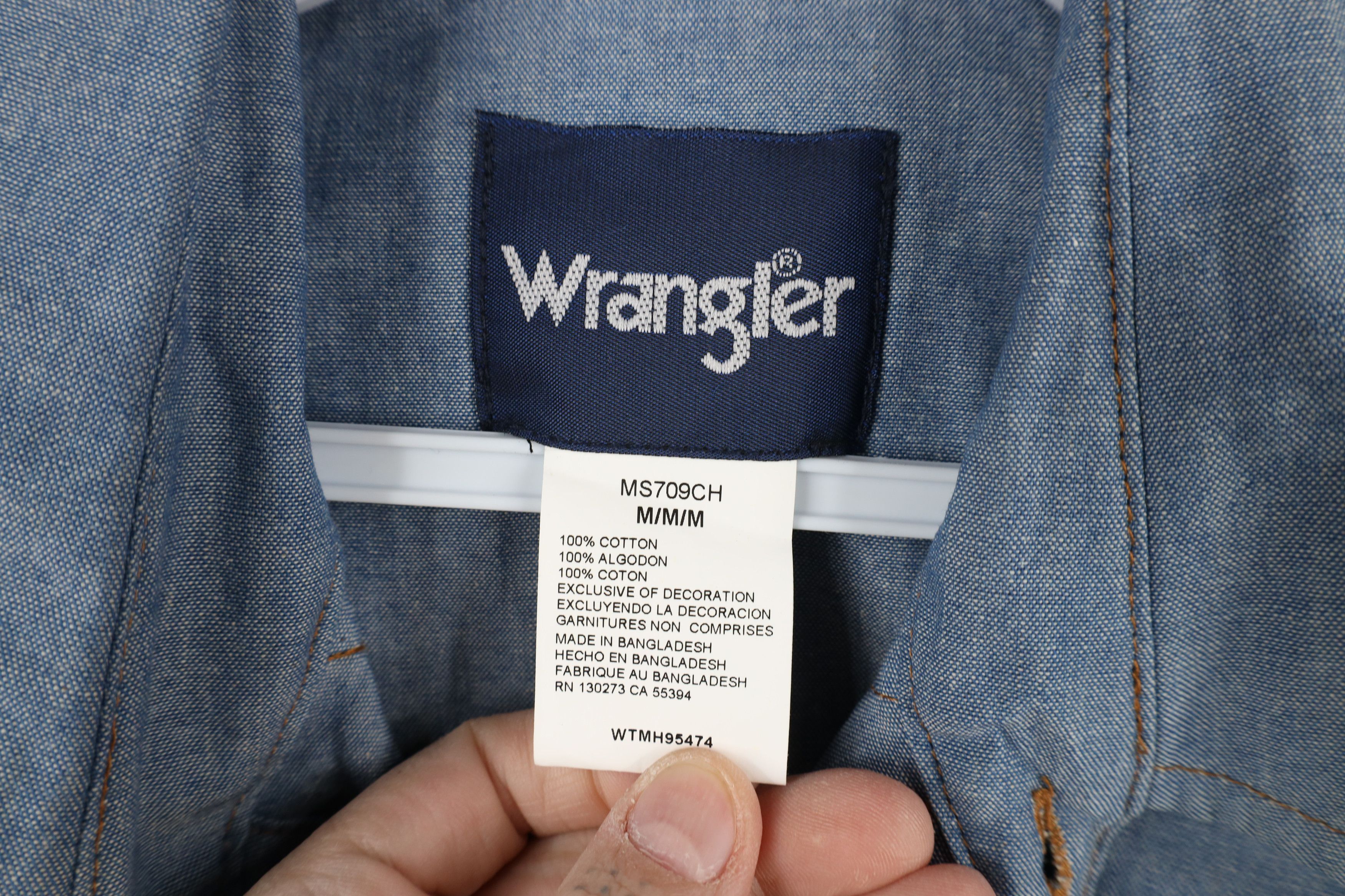 Vintage × Wrangler Deadstock Vintage 90s Wrangler Chambray Snap Button Shirt Size US M / EU 48-50 / 2 - 7 Thumbnail