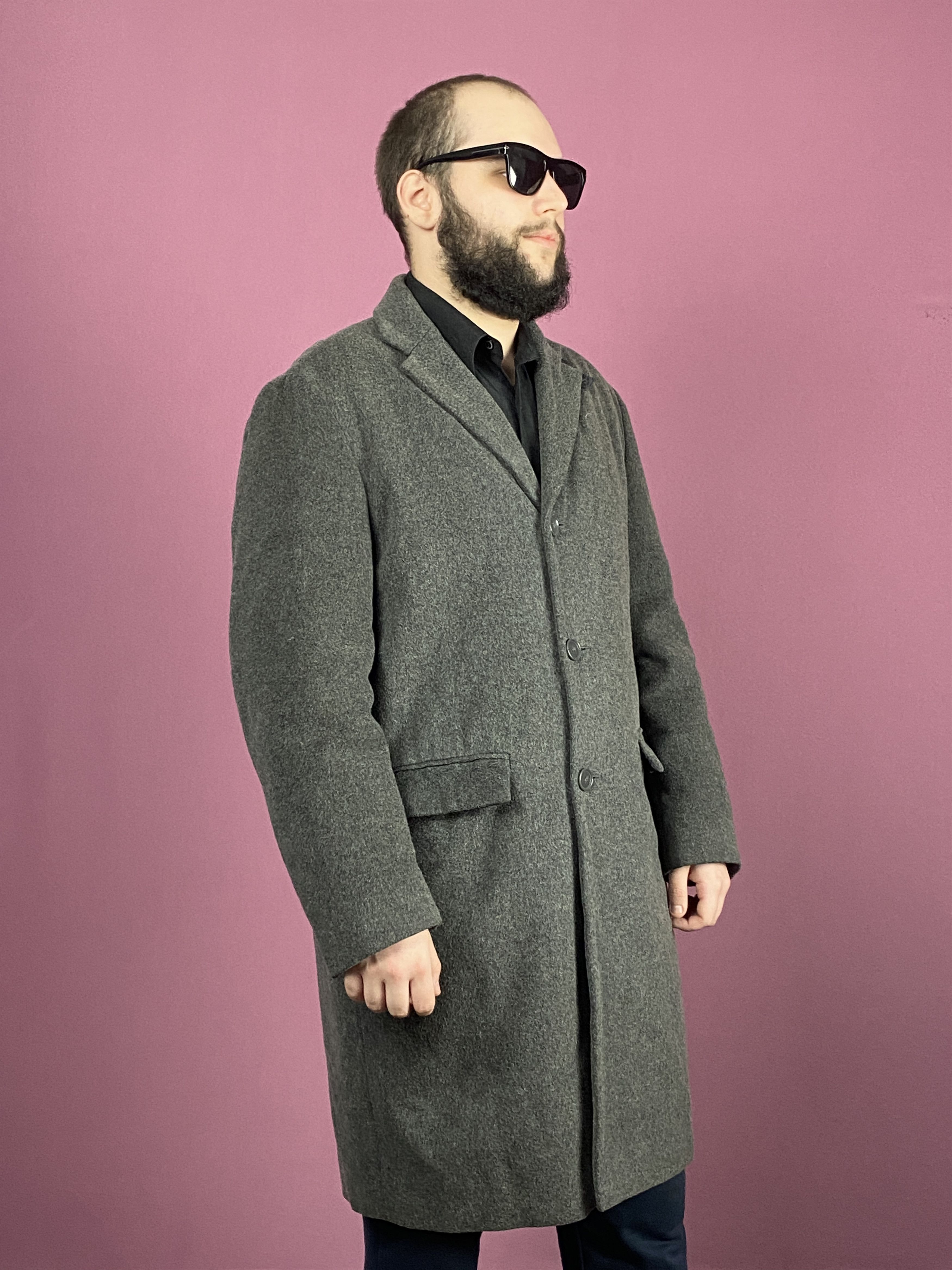 Hugo Boss Hugo Boss Vintage Men's Cashmere Coat - L Long Overcoat Size US L / EU 52-54 / 3 - 2 Thumbnail