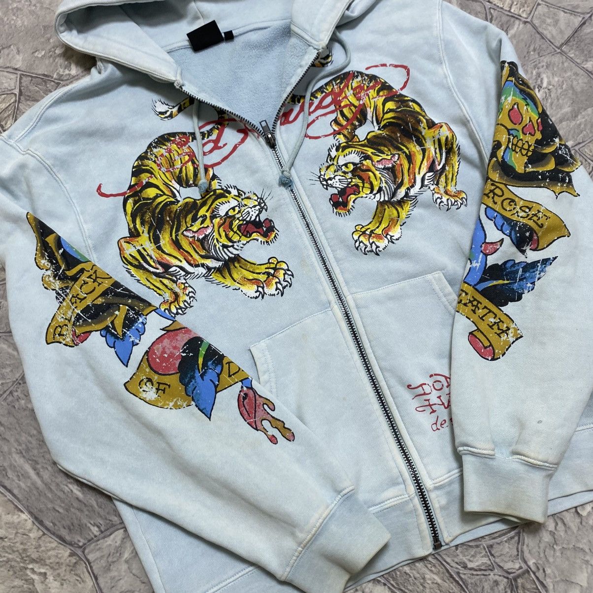 Ed Hardy Vintage Ed Hardy Zip Hoodie All Print By Christian Audigier Size US M / EU 48-50 / 2 - 3 Thumbnail